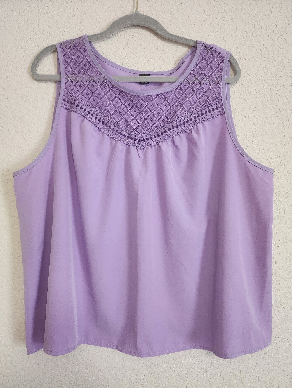 SHEIN Lavender Crochet Yoke Tank Top